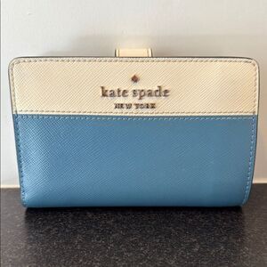 Kate Spade Staci Bifold Wallet – Colorblock Blue Ivory Leather